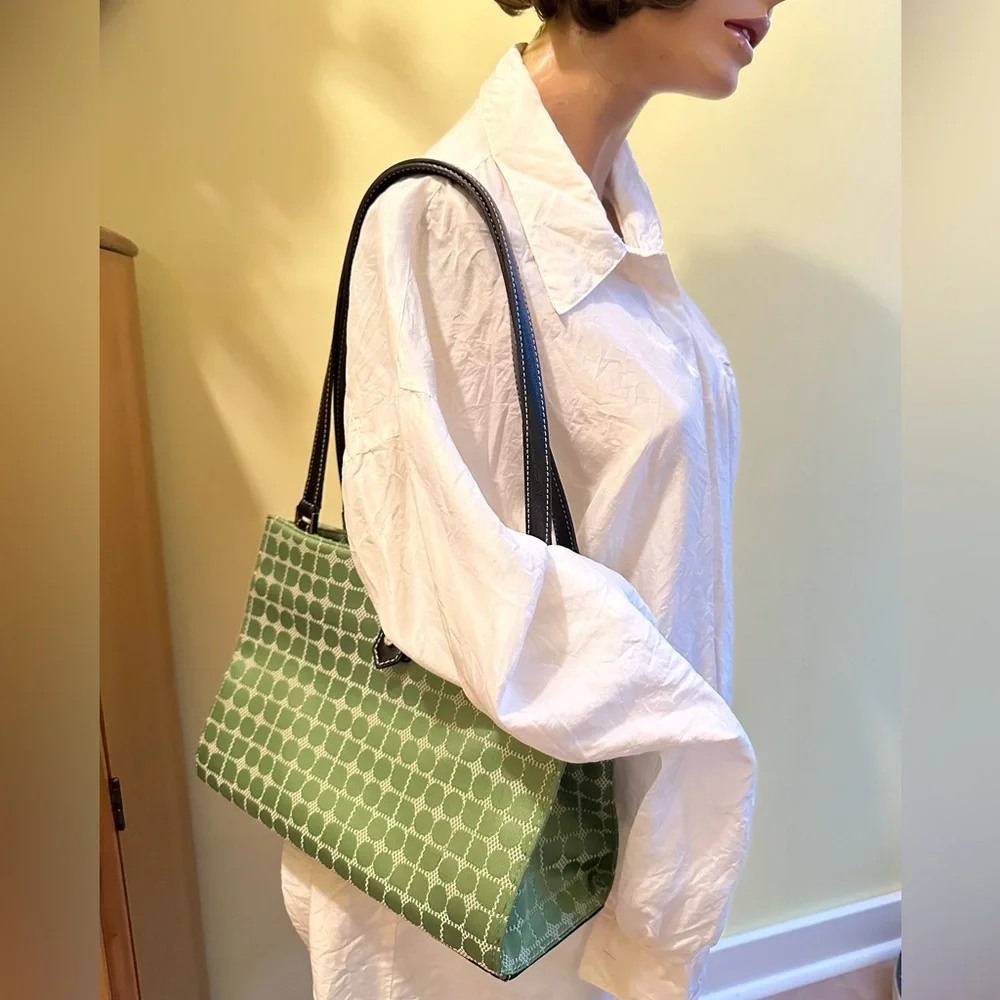 Y2K Geometric Fresh Green Dots kate spade Logo Classic Structured Shoulderbag